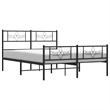 vidaXL Rectangular Powder-Coated Steel Full Bed Frame in Black