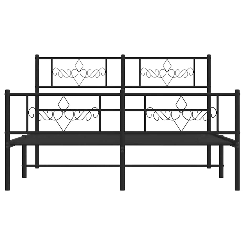 vidaXL Rectangular Powder-Coated Steel Full Bed Frame in Black
