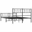 vidaXL Rectangular Powder-Coated Steel Full Bed Frame in Black