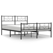 vidaXL Rectangular Powder-Coated Steel Full Bed Frame in Black