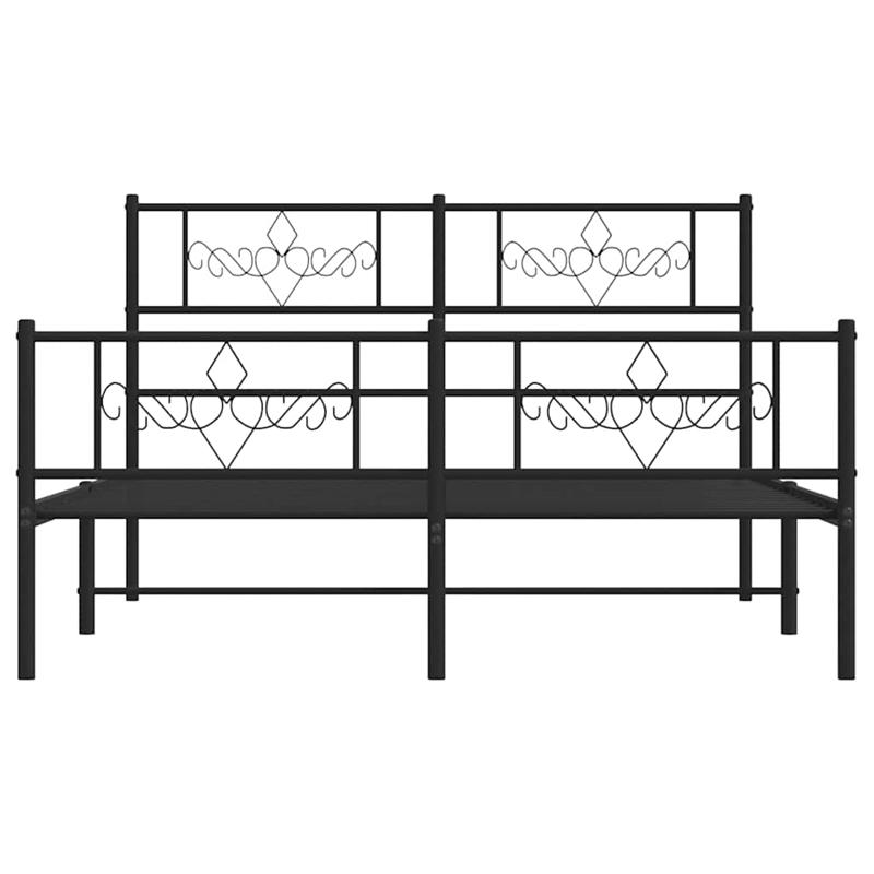vidaXL Rectangular Powder-Coated Steel Full Bed Frame in Black