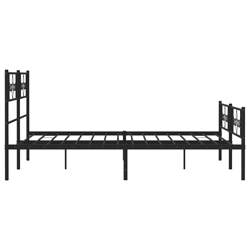 vidaXL Rectangular Powder-Coated Steel Full Bed Frame in Black