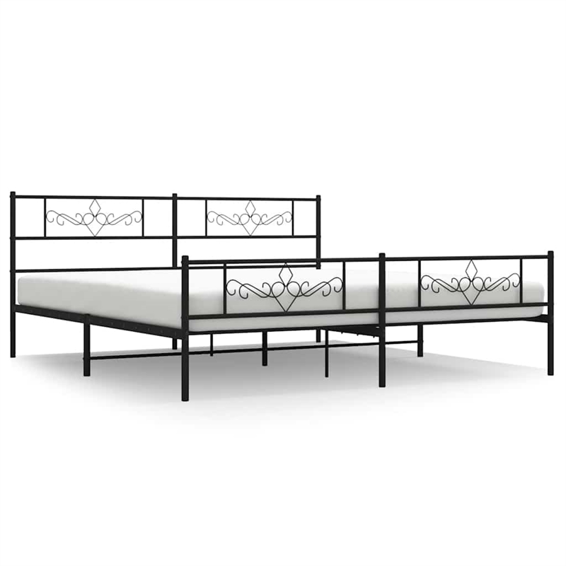 vidaXL Rectangular Steel Cal King/Double Bed Frame in Black