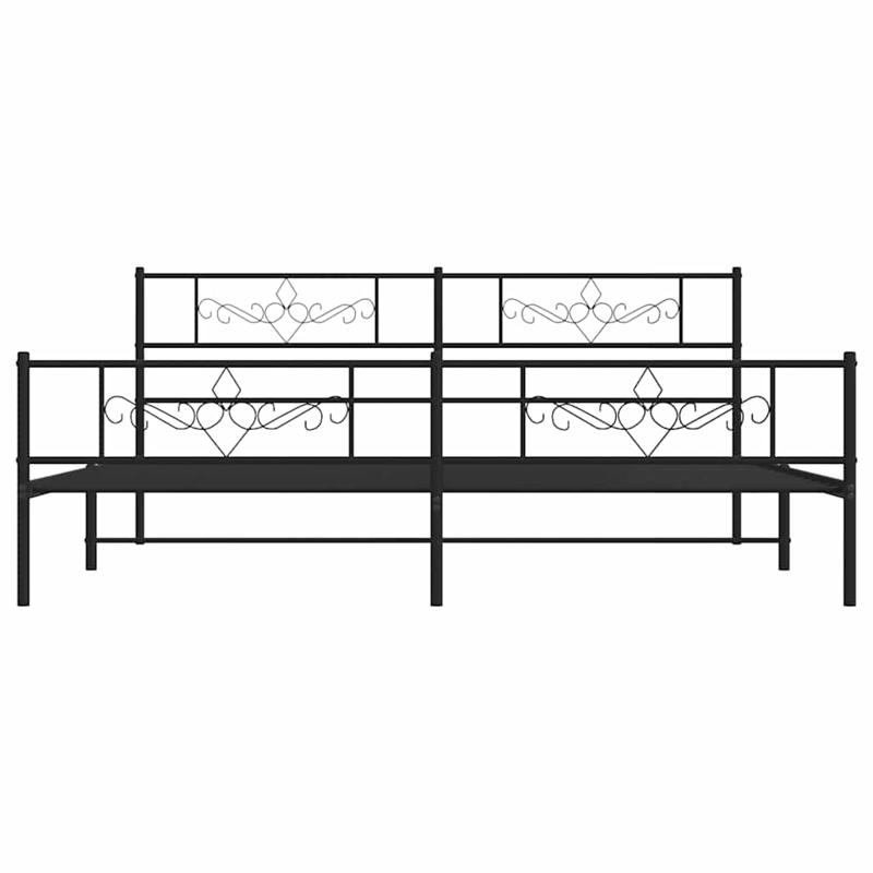 vidaXL Rectangular Steel Cal King/Double Bed Frame in Black