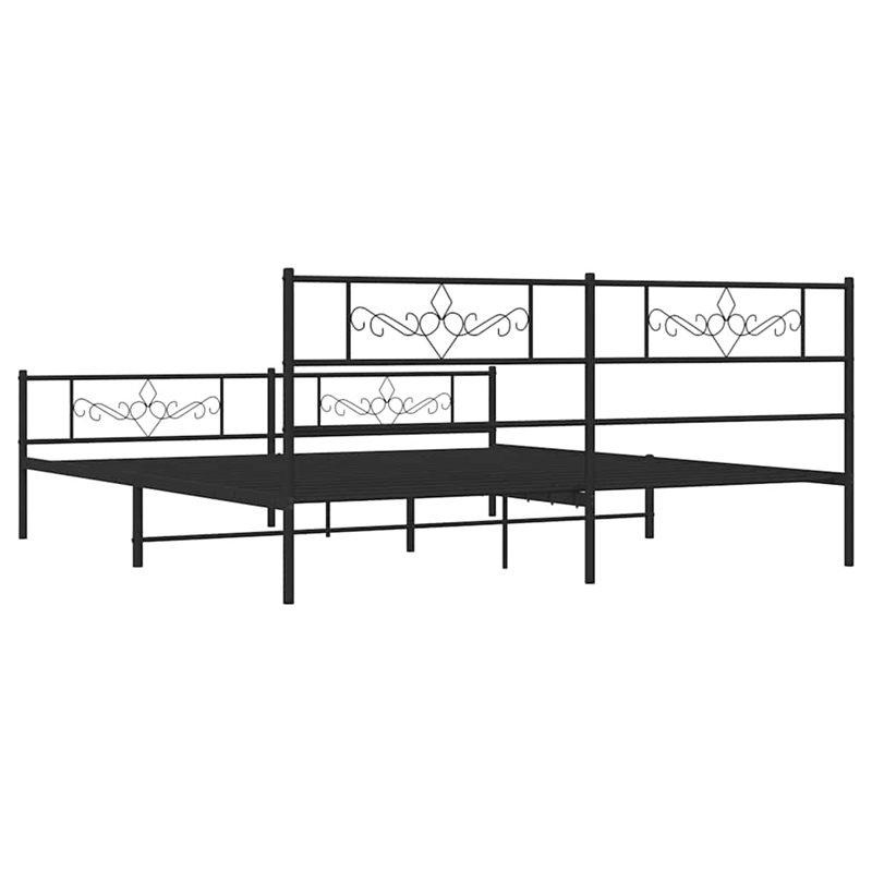 vidaXL Rectangular Steel Cal King/Double Bed Frame in Black