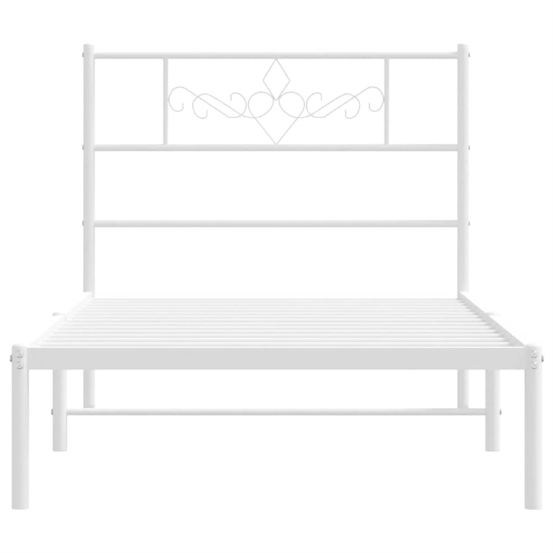 vidaXL 39.4 x 74.8 Powder-Coated Stee Bed Frame in White