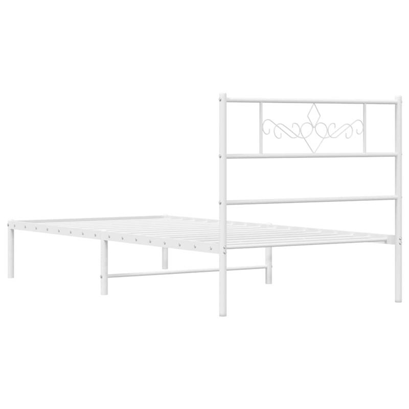 vidaXL 39.4 x 74.8 Powder-Coated Stee Bed Frame in White