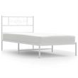 vidaXL Powder-Coated Steel Single Metal Bed Frame in White