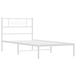 vidaXL Powder-Coated Steel Single Metal Bed Frame in White