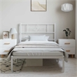 vidaXL Powder-Coated Steel Single Metal Bed Frame in White
