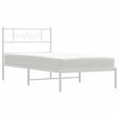 vidaXL Powder-Coated Steel Single Metal Bed Frame in White