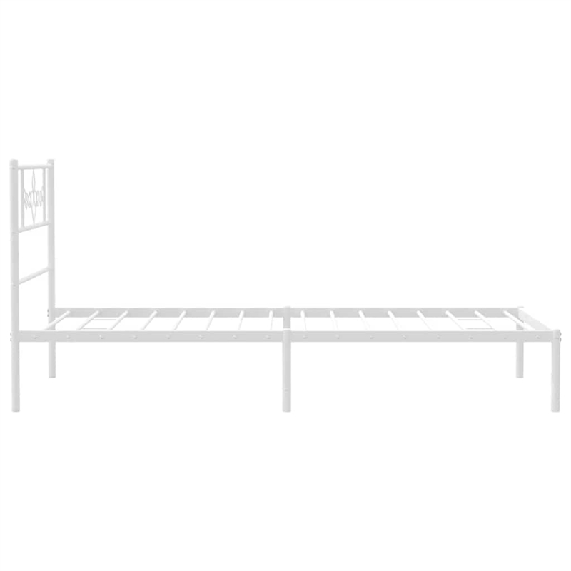 vidaXL Powder-Coated Steel Single Metal Bed Frame in White