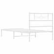 vidaXL Powder-Coated Steel Single Metal Bed Frame in White