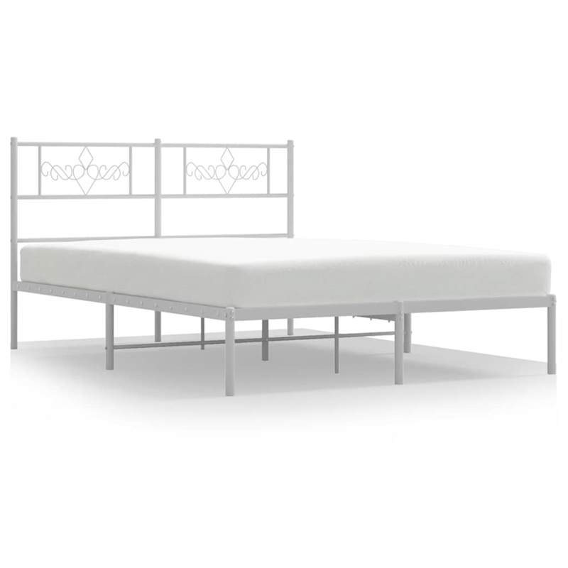 vidaXL Powder-Coated Steel King Size Bed Frame in White