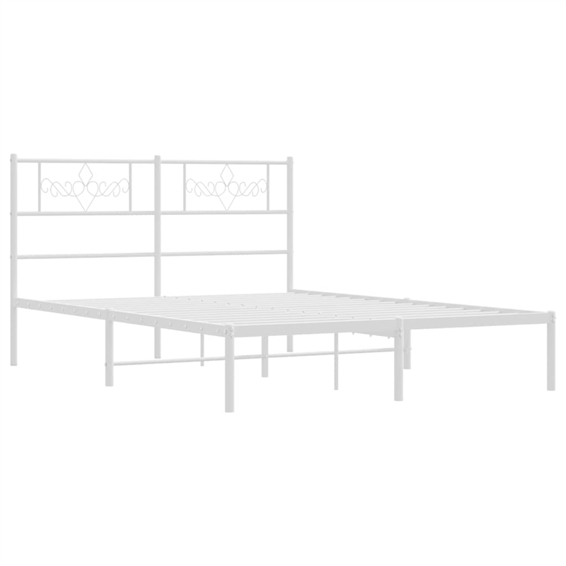 vidaXL Powder-Coated Steel King Size Bed Frame in White