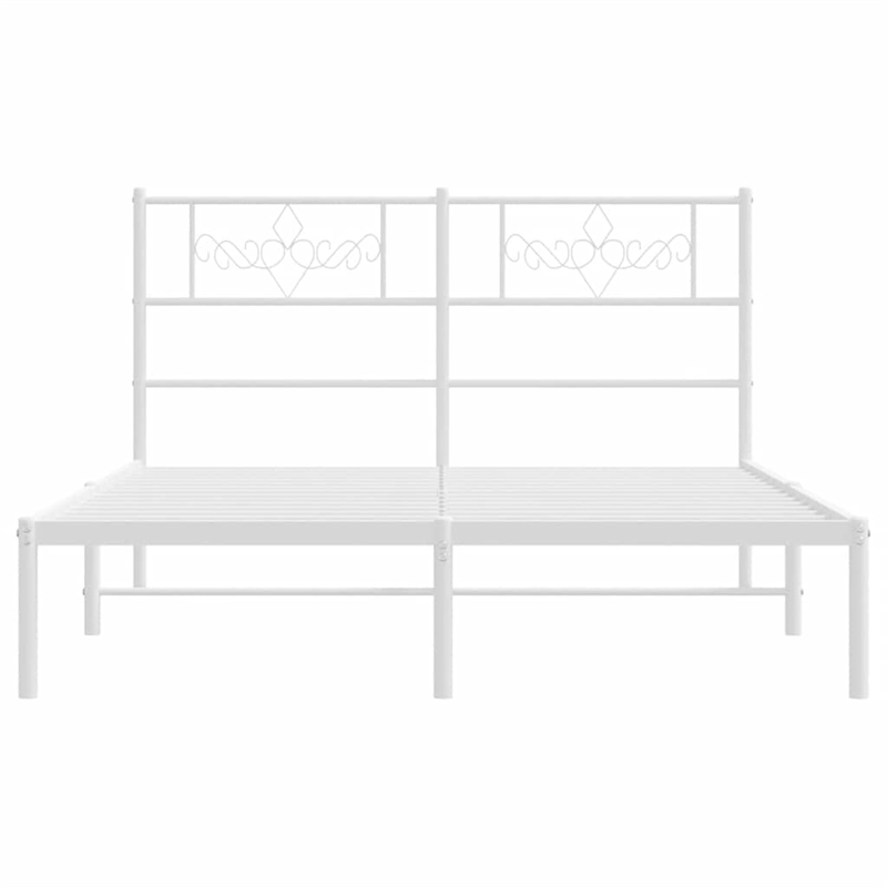 vidaXL Powder-Coated Steel King Size Bed Frame in White