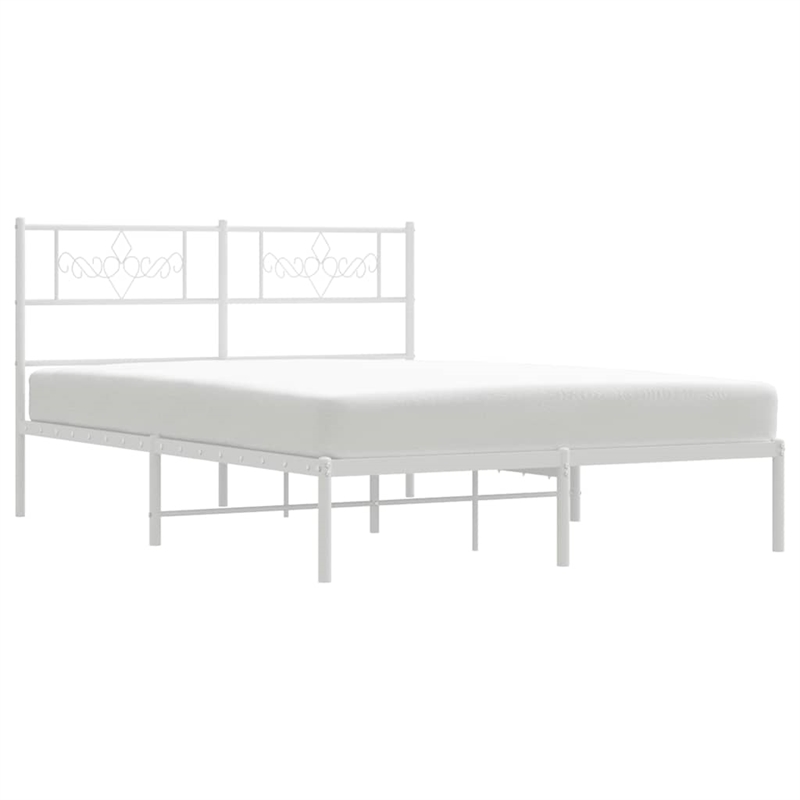 vidaXL Powder-Coated Steel King Size Bed Frame in White