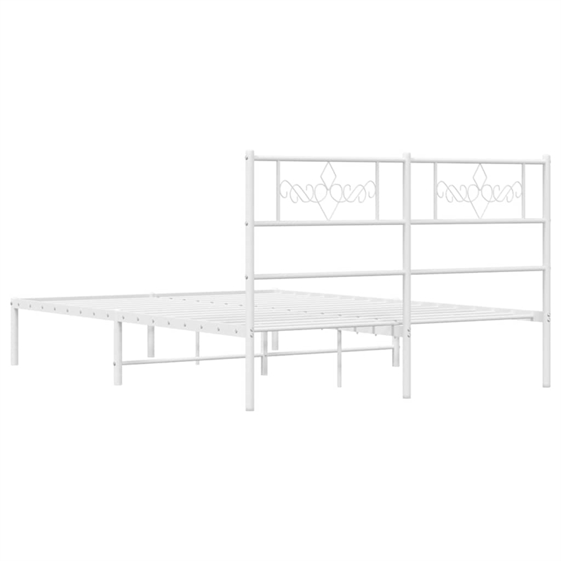 vidaXL Powder-Coated Steel King Size Bed Frame in White