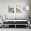 vidaXL Rectangular Powder-Coated Steel Full Bed Frame in White