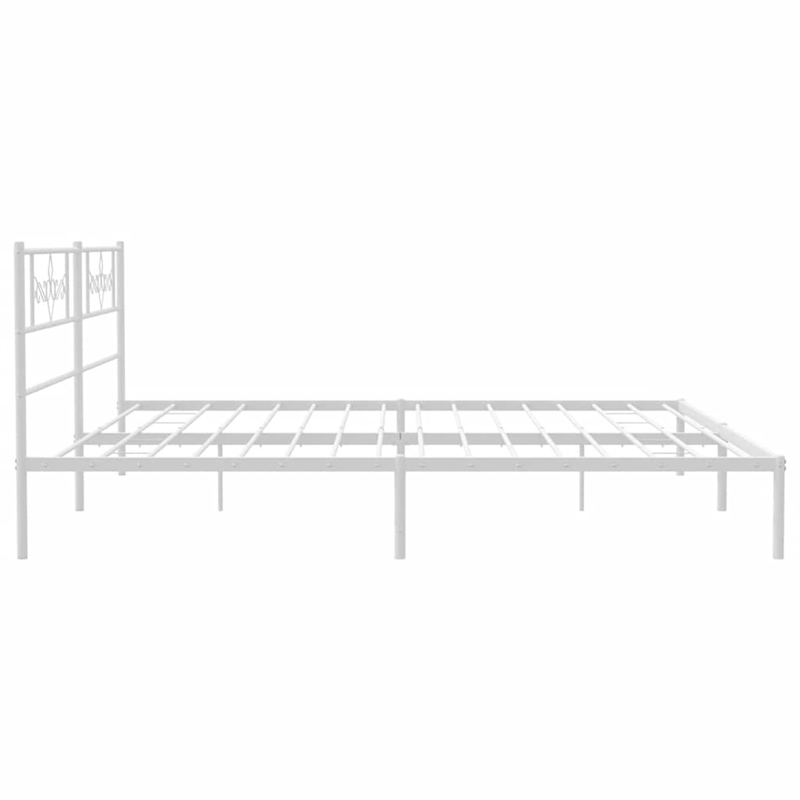 vidaXL Rectangular Powder-Coated Steel Full Bed Frame in White