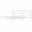 vidaXL Rectangular Powder-Coated Steel Full Bed Frame in White