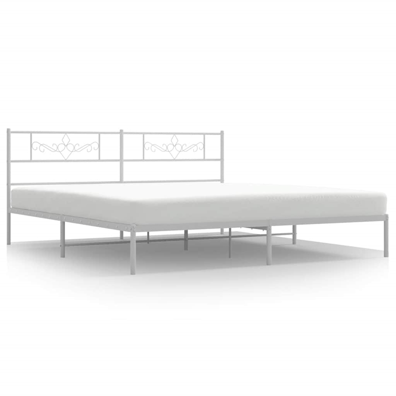 vidaXL76 x 80 Powder-Coated Stee Bed Frame in White