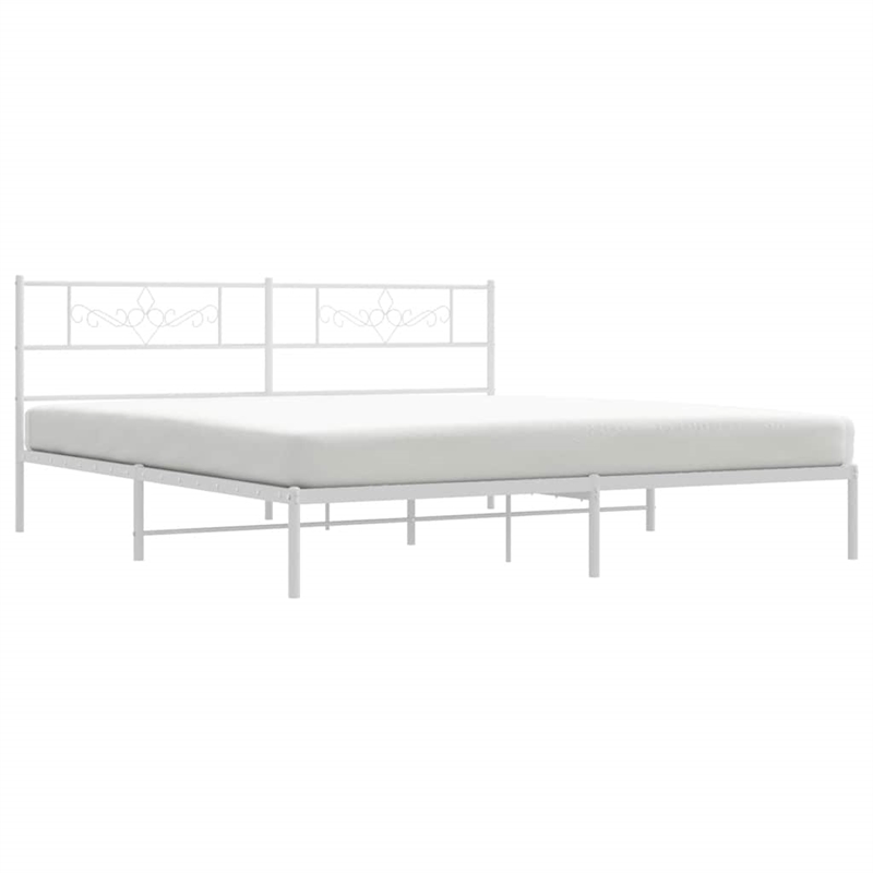 vidaXL76 x 80 Powder-Coated Stee Bed Frame in White