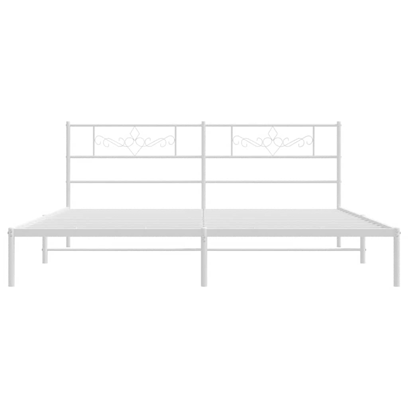vidaXL76 x 80 Powder-Coated Stee Bed Frame in White