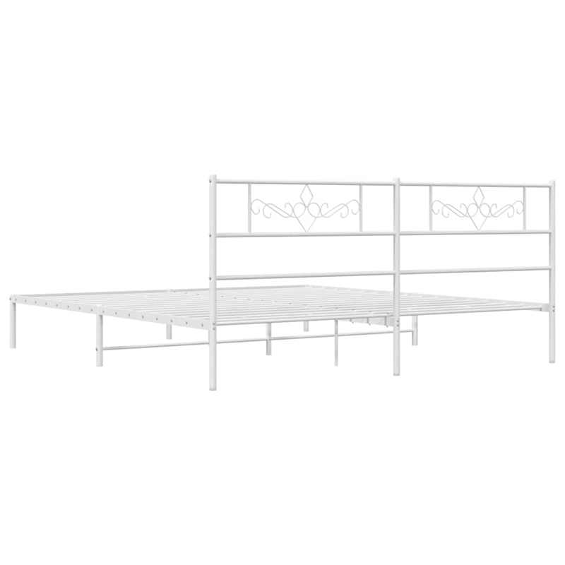 vidaXL76 x 80 Powder-Coated Stee Bed Frame in White