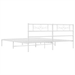 vidaXL76 x 80 Powder-Coated Stee Bed Frame in White