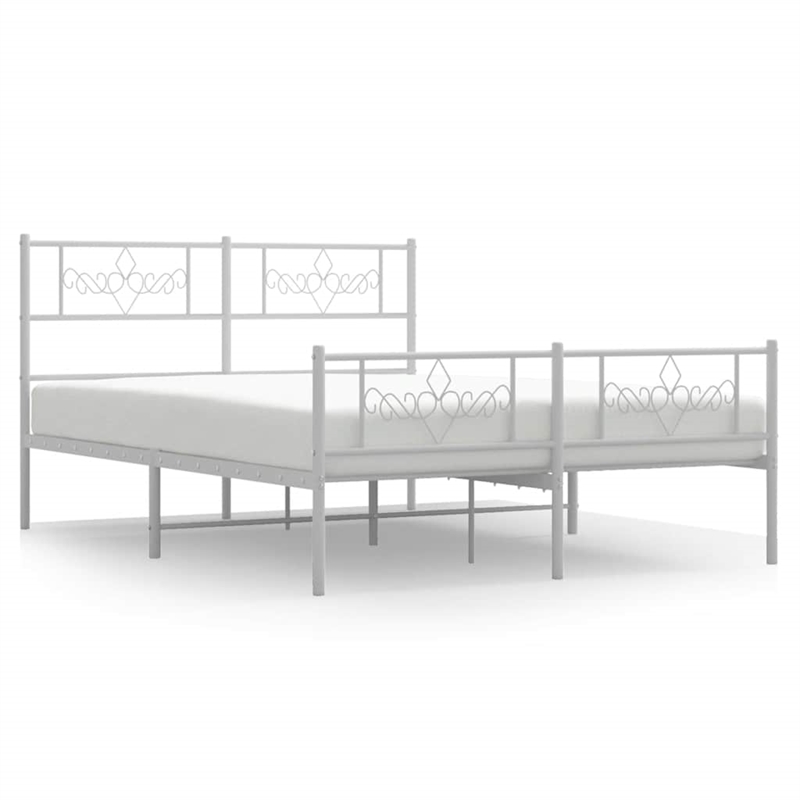 vidaXL Powder Coated Steel Full/Double Size Bed Frame in White