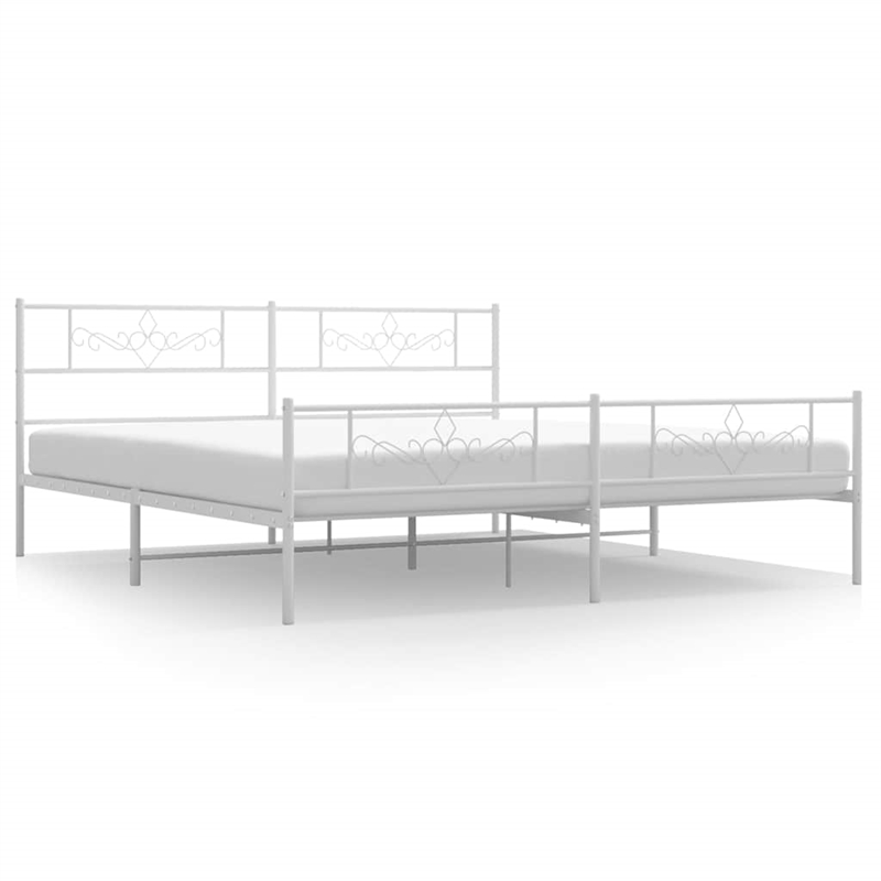vidaXL 76 x 80 Powder-Coated Stee Bed Frame in White