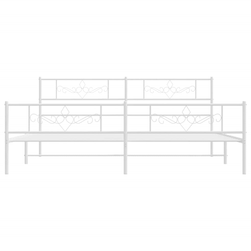 vidaXL 76 x 80 Powder-Coated Stee Bed Frame in White