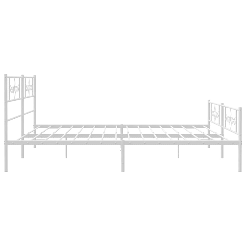 vidaXL 76 x 80 Powder-Coated Stee Bed Frame in White