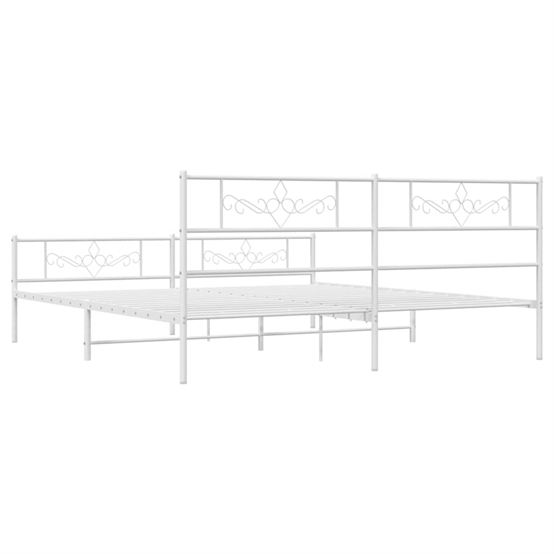 vidaXL 76 x 80 Powder-Coated Stee Bed Frame in White