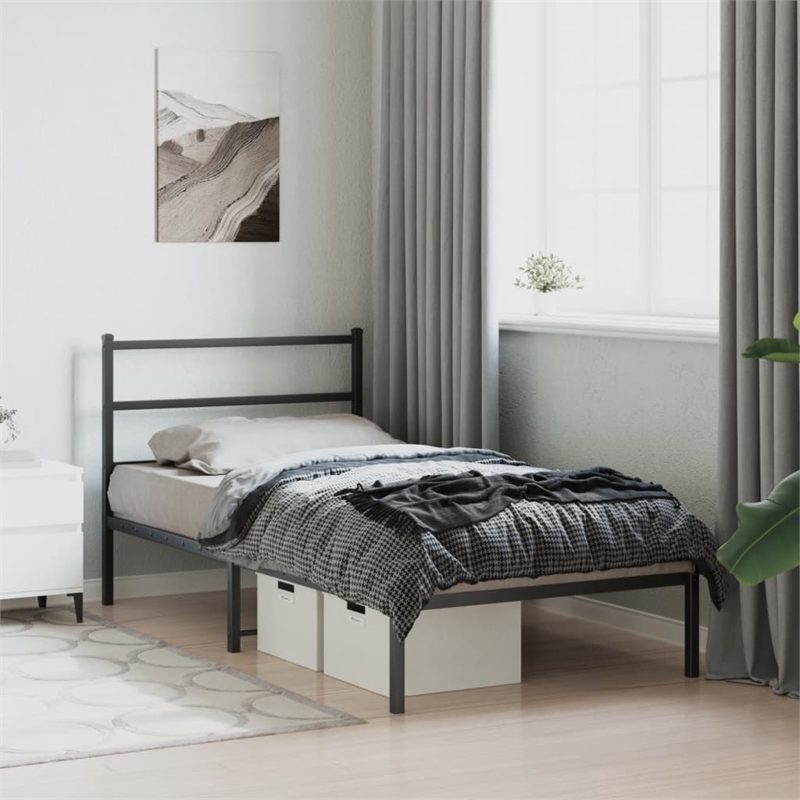 vidaXL Engineered wood Twin Bed Frame in Black