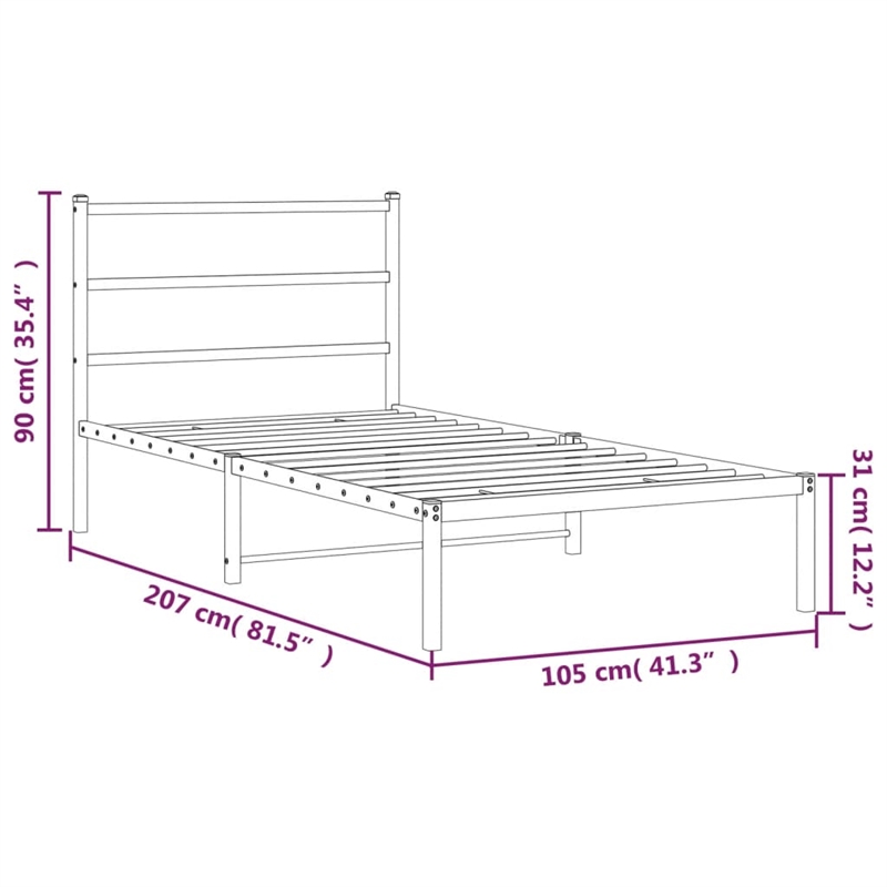 vidaXL Engineered wood Twin Bed Frame in Black