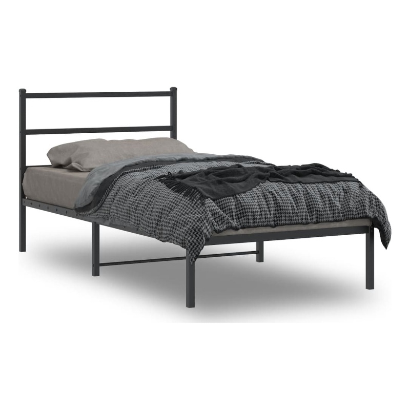 vidaXL Engineered wood Twin Bed Frame in Black