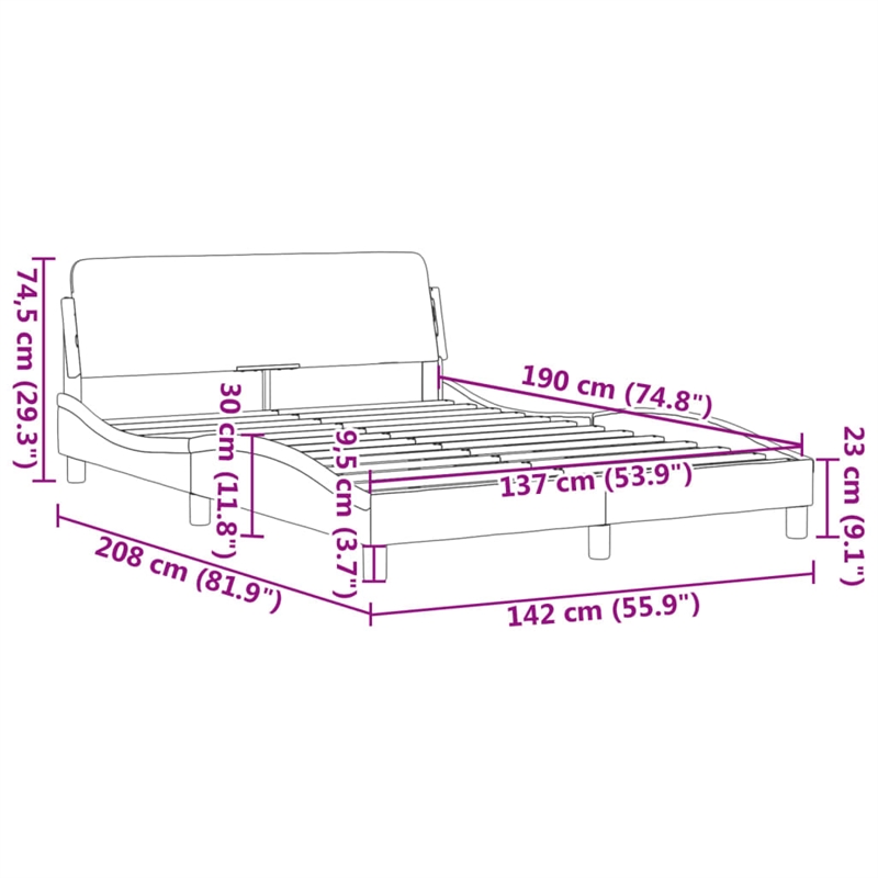 vidaXL Full Bed Frame in Black and White