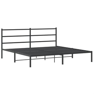 vidaXL Rectangular Powder-Coated Steel Full Bed Frame in Black