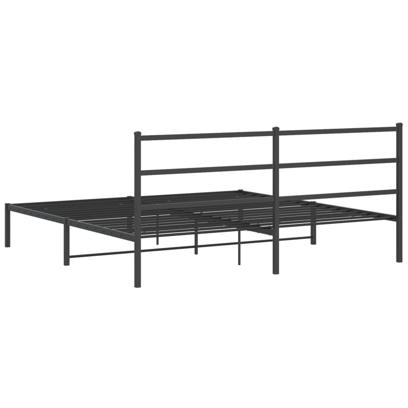 vidaXL Rectangular Powder-Coated Steel Full Bed Frame in Black
