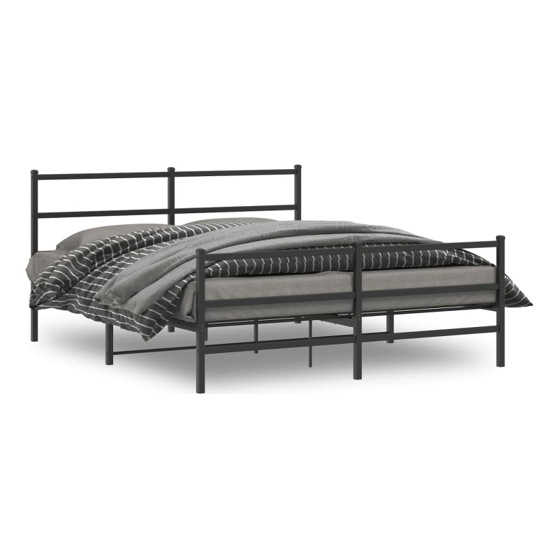 vidaXL 60 x 79 Powder-Coated Stee Bed Frame in Black