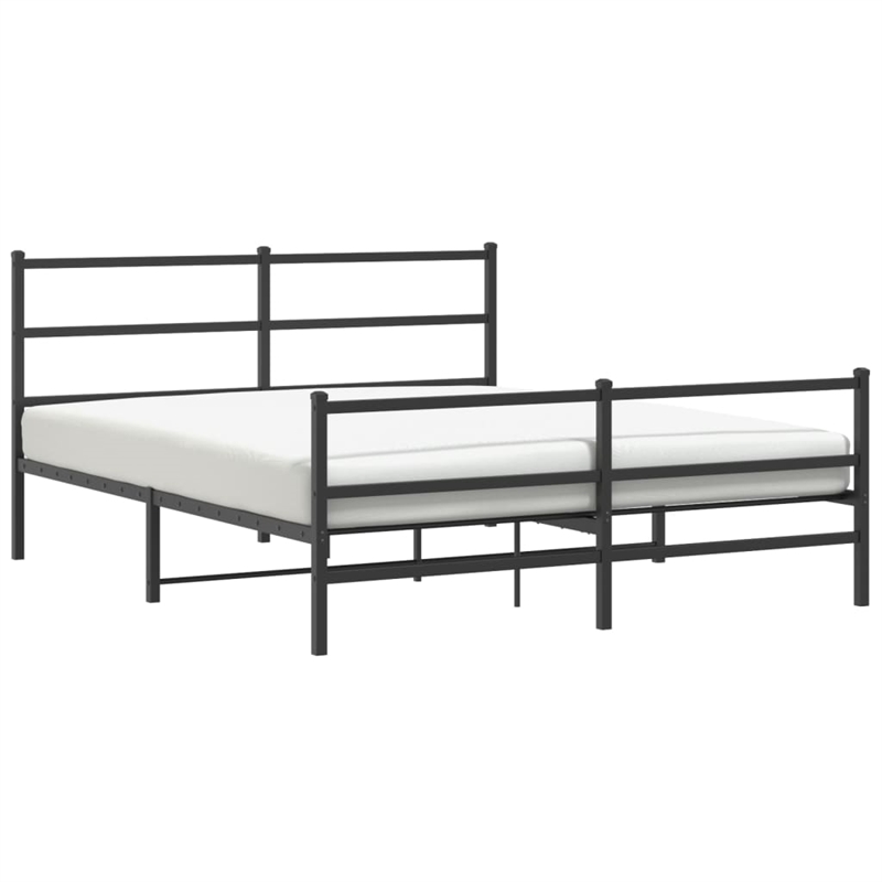 vidaXL 60 x 79 Powder-Coated Stee Bed Frame in Black