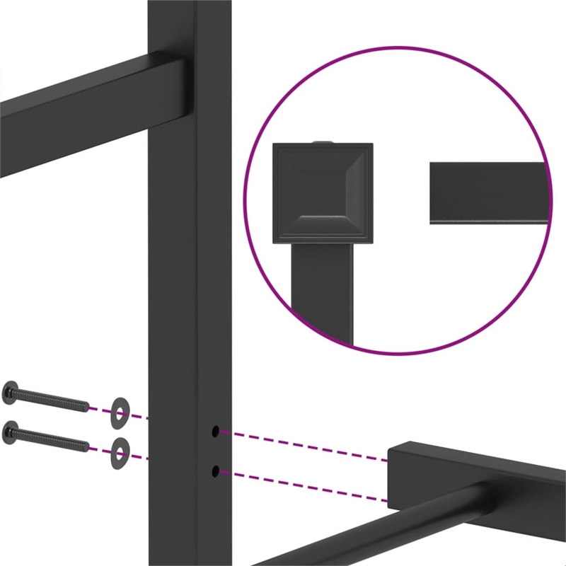 vidaXL 60 x 79 Powder-Coated Stee Bed Frame in Black