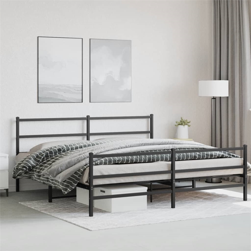 vidaXL 76 x 79.9 Steel Powder-Coated Bed Frame in Black