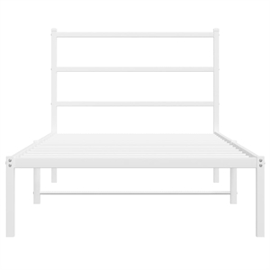 vidaXL Rectangular Powder-Coated Steel Twin Bed Frame in White