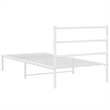vidaXL Rectangular Powder-Coated Steel Twin Bed Frame in White