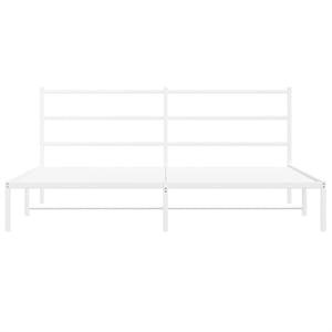 vidaXL Rectangular Powder-Coated Steel Full Bed Frame in White