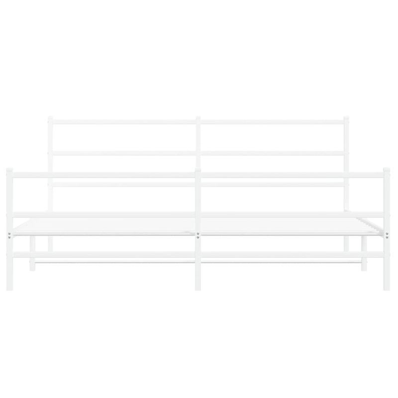 vidaXL Rectangular Powder-Coated Steel Full Bed Frame in White