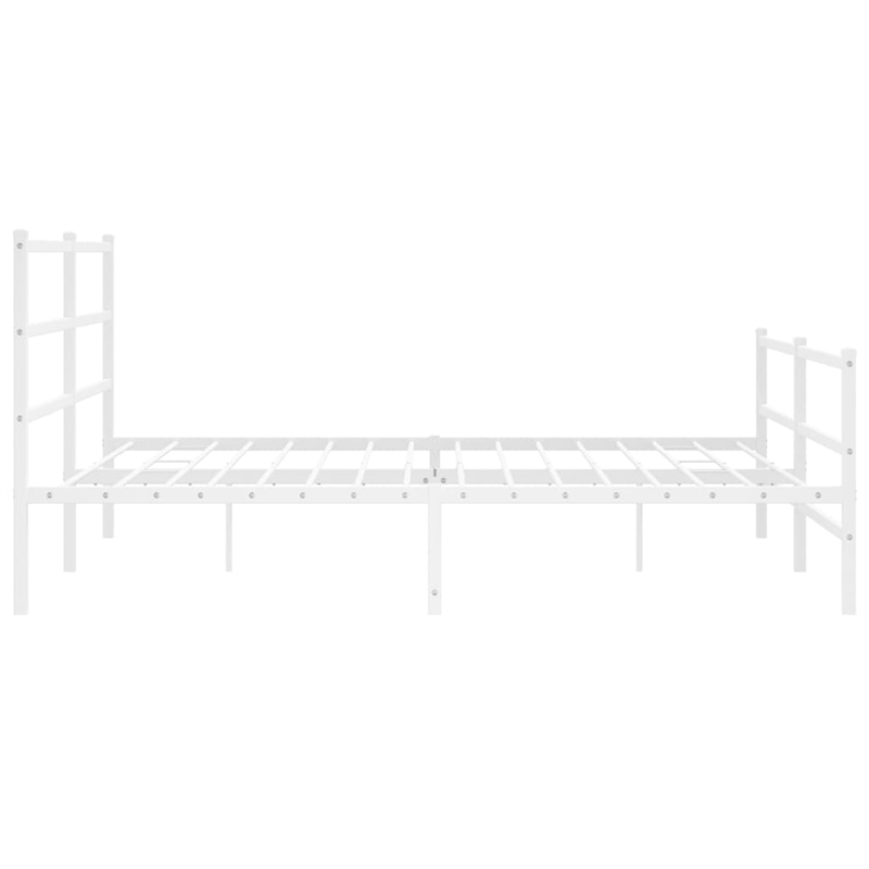 vidaXL Rectangular Powder-Coated Steel Full Bed Frame in White